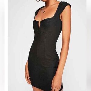 Black denim free people dress